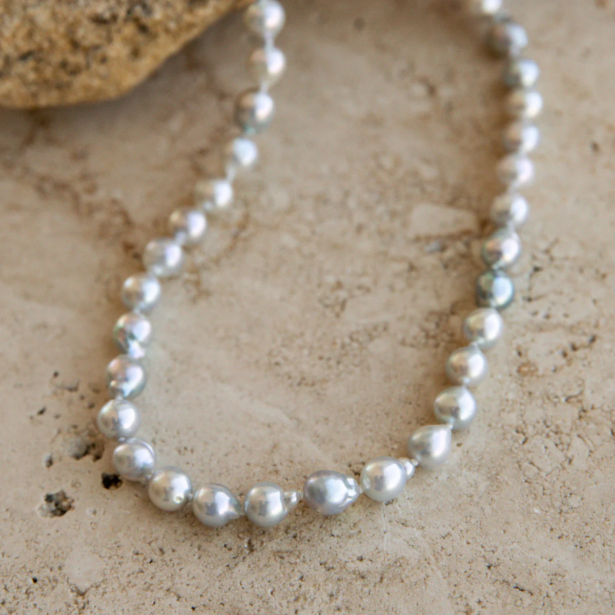 Strand Necklace Baroque Australian Akoya Broken Bay 7mm AA 59pc 9ct White Gold 52cm - Image 3
