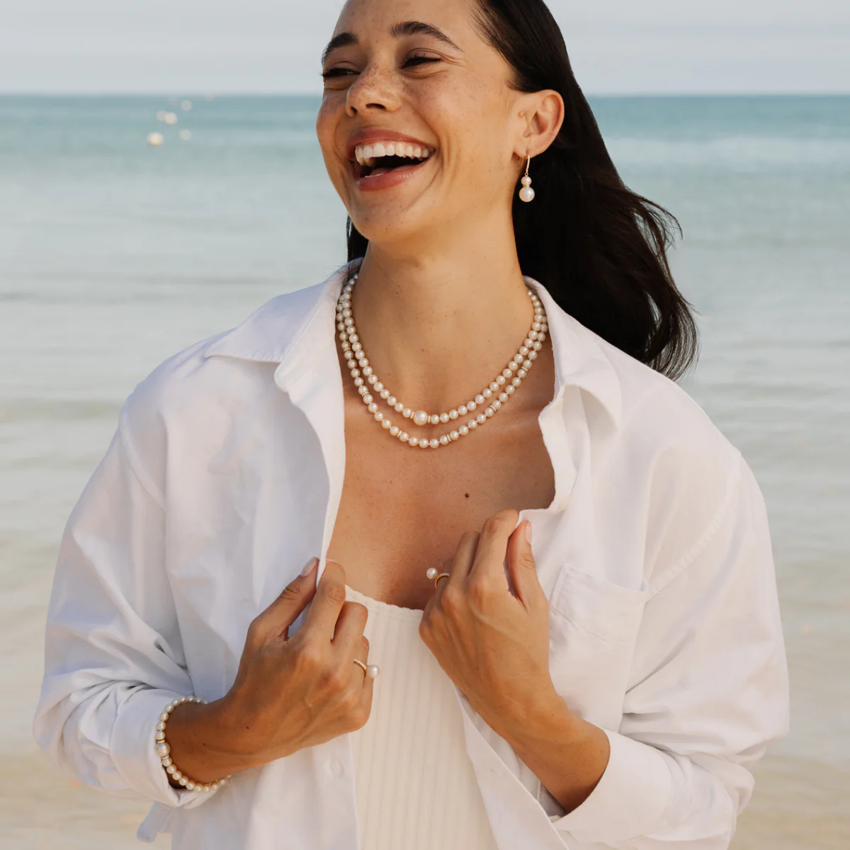 Strand Necklace Eternal Diamond Australian South Sea Round 10.5mm A1 Australian Akoya Broken Bay 6.5mm AAA 22=0.22ct H/SI 59pc 43cm 18ct Yellow Gold - Image 3
