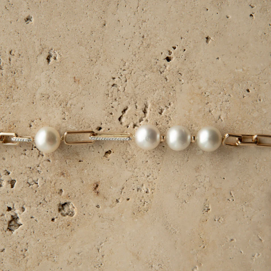 Submerge Bracelet Australian South Sea Cygnet Bay High Button 11.5mm A3/B1 Diamond 24=0.13ct H/SI 9ct Yellow Gold - Image 5