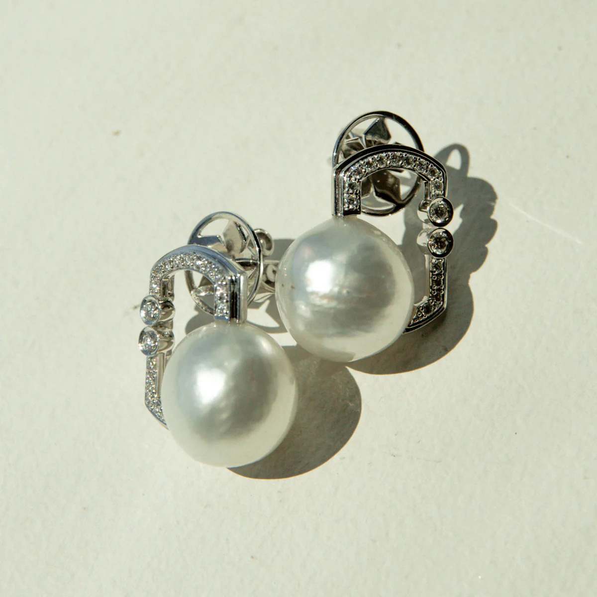 Submerge Earrings Australian South Sea Cygent Bay 14mm Baroque A3 Diamond 32=0.45ct H/SI 9ct White Gold - Image 3