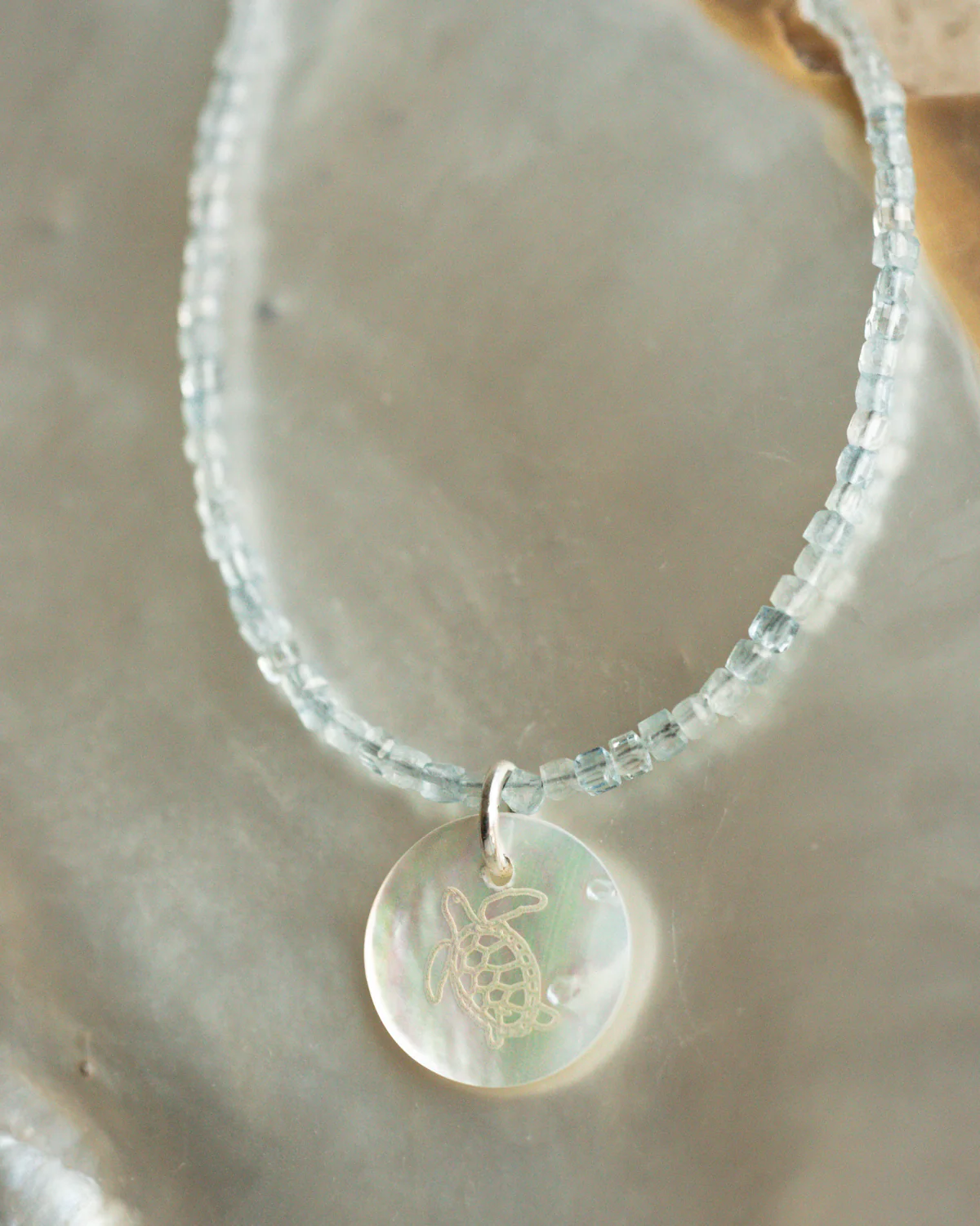 Take 3 Aquamarine and Mother of Pearl Bracelet Sterling Silver - Image 4
