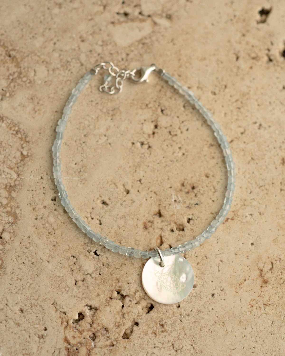 Take 3 Aquamarine and Mother of Pearl Bracelet Sterling Silver - Image 5