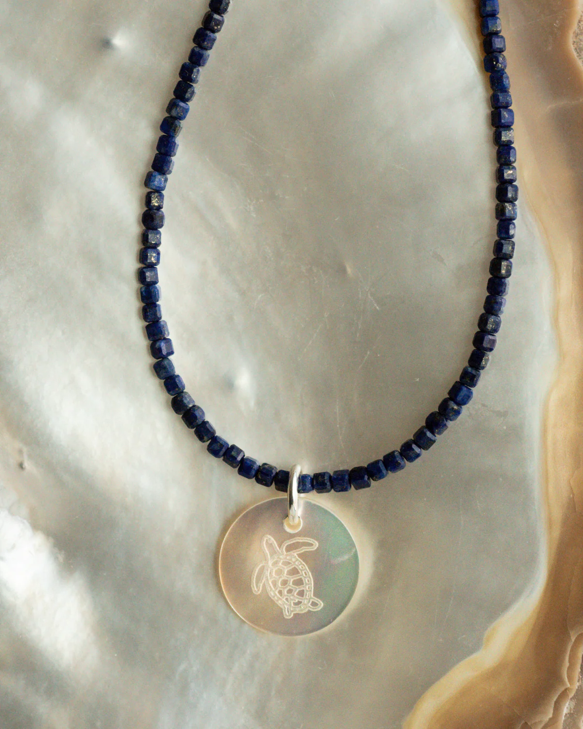 Take 3 Lapis Lazuli and Mother of Pearl Bracelet Sterling Silver - Image 3
