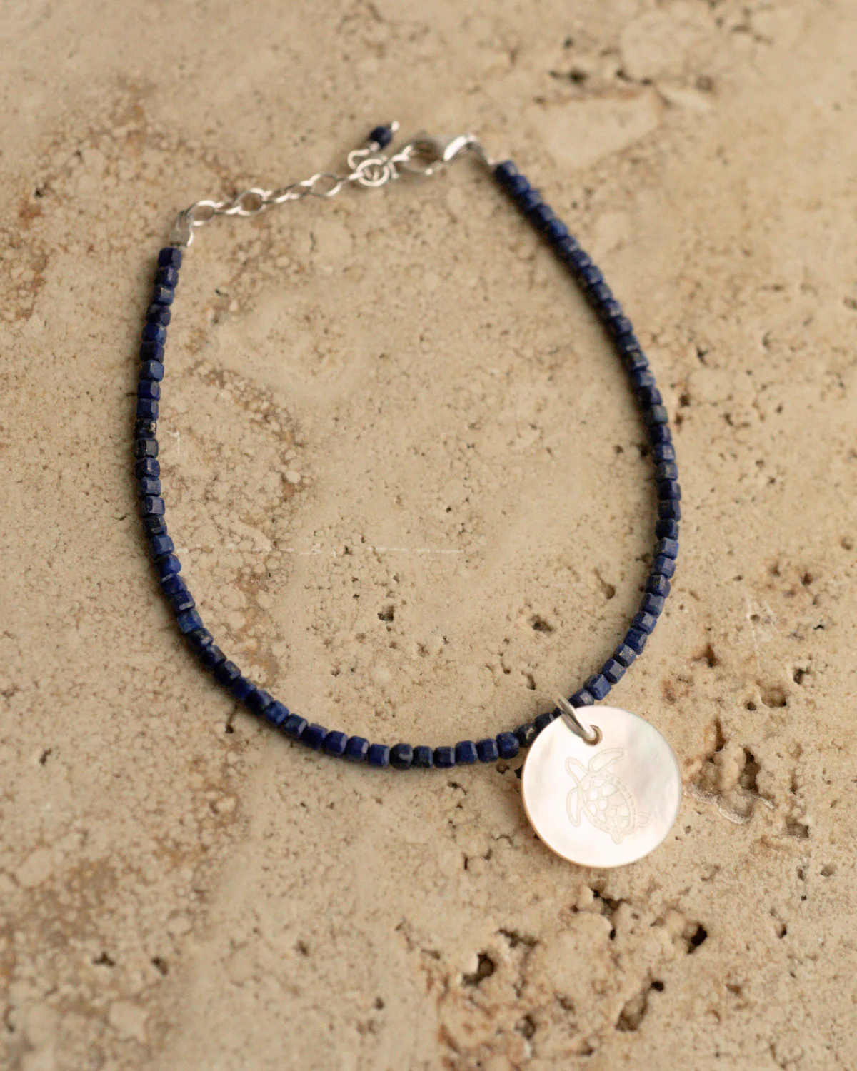 Take 3 Lapis Lazuli and Mother of Pearl Bracelet Sterling Silver - Image 4