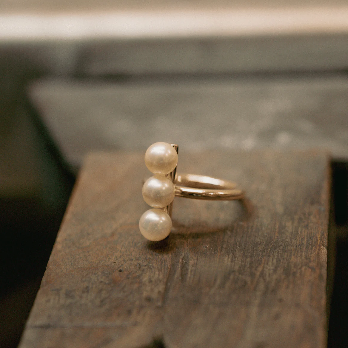 Three Akoya Pearl Ring Australian Akoya Broken Bay 6.5mm AAA #N 9ct Yellow Gold - Image 3