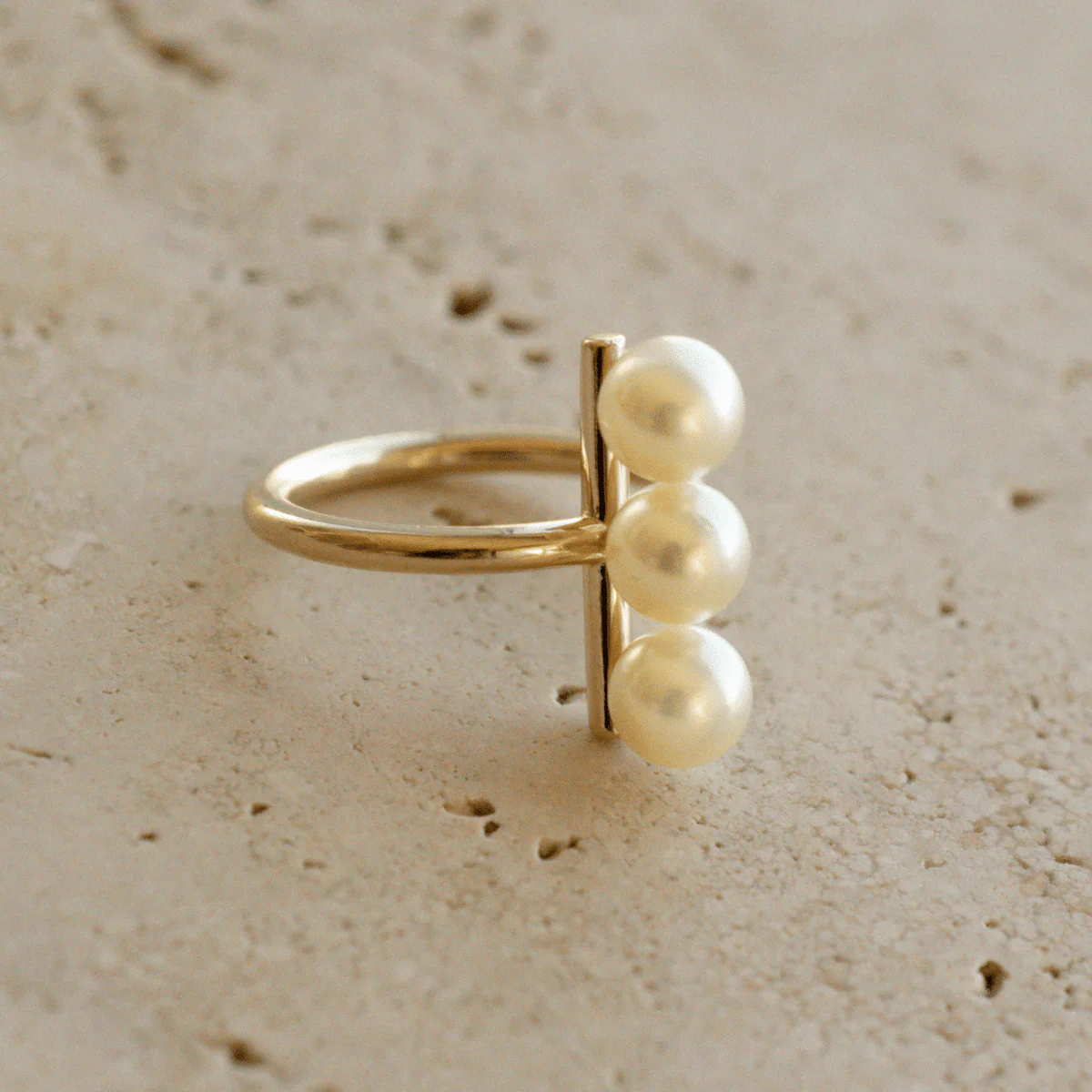 Three Akoya Pearl Ring Australian Akoya Broken Bay 6.5mm AAA #N 9ct Yellow Gold - Image 5