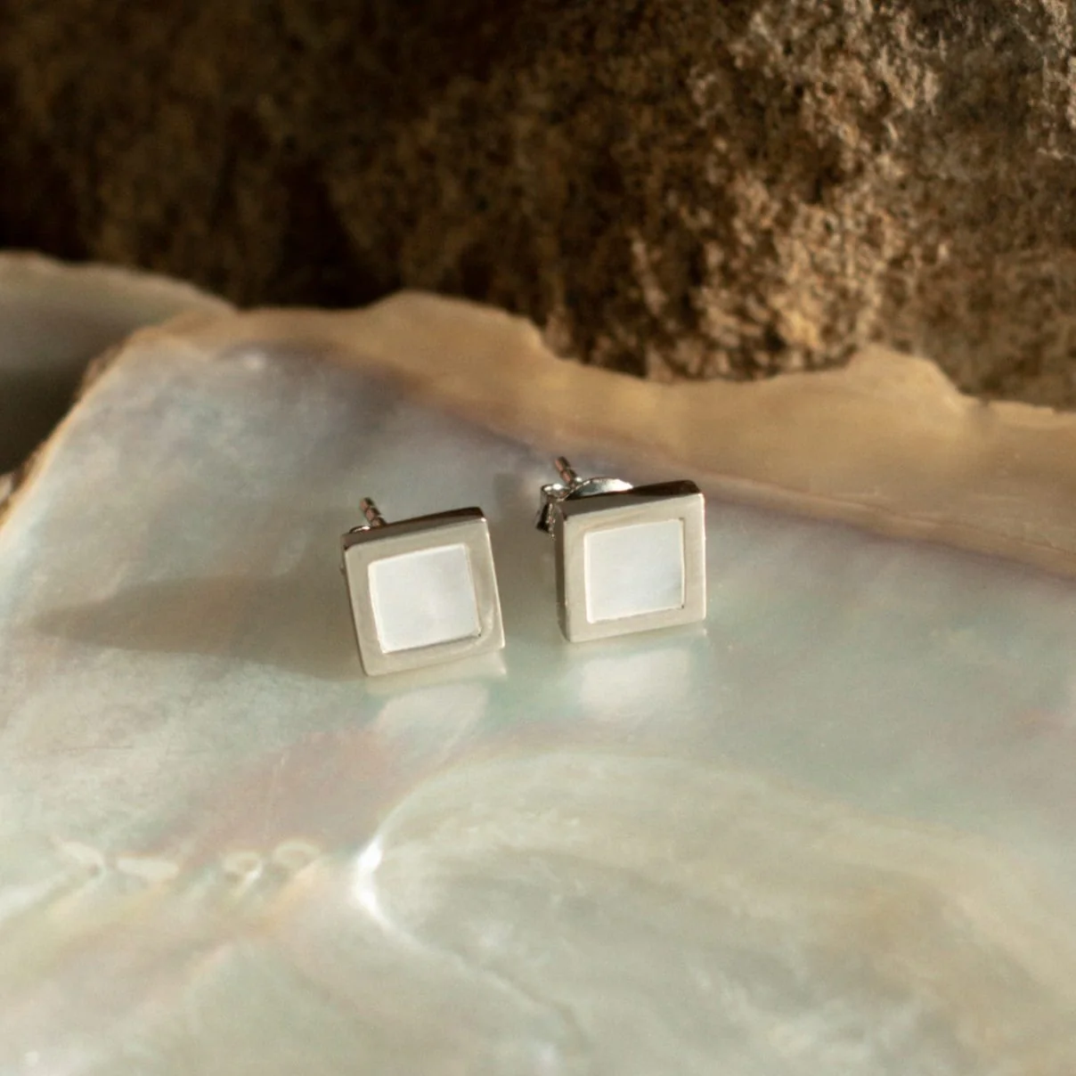 Harmony Studs Australian South Sea Cygnet Bay Mother Of Pearl Sterling Silver
